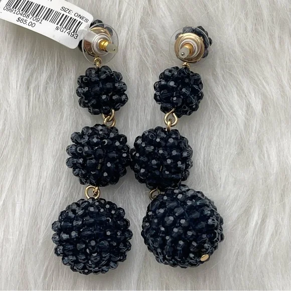 J. Crew Pave Resin Earrings Navy Blue - New - Picture 3 of 6
